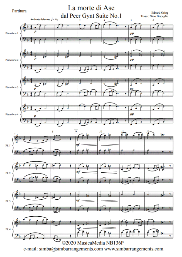 Grieg La morte di Ase Partitura pagina1
