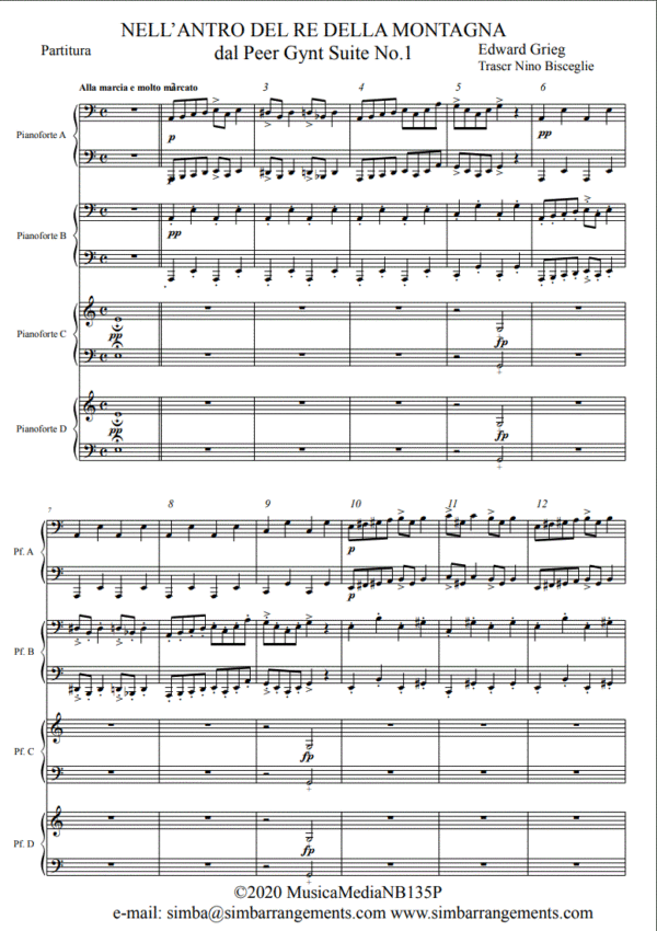 Grieg Nell'antro del re della montagna Partitura pagina1